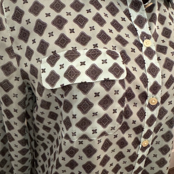 LOFT Blue and Black Geometric Blouse - Picture 4 of 6